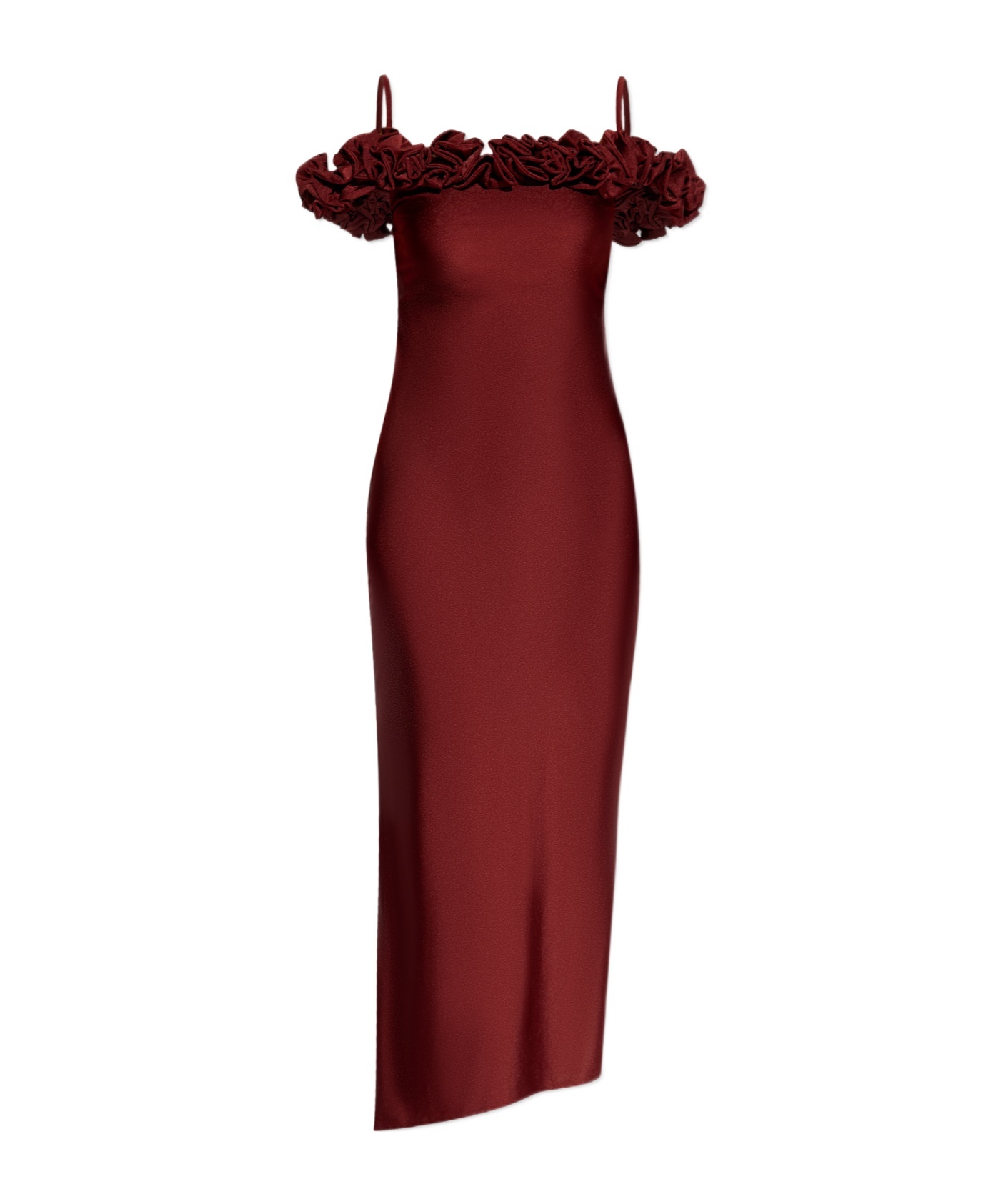 Coperni Ruffled Midi Dress In Red