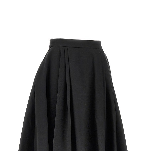Bally Wool Midi Pleated Skirt In Black