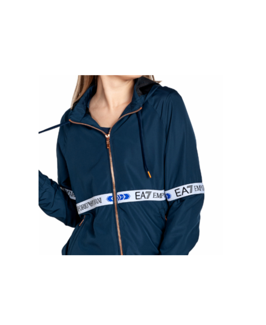 Shop Emporio Armani Logo Casual Jacket In Blue