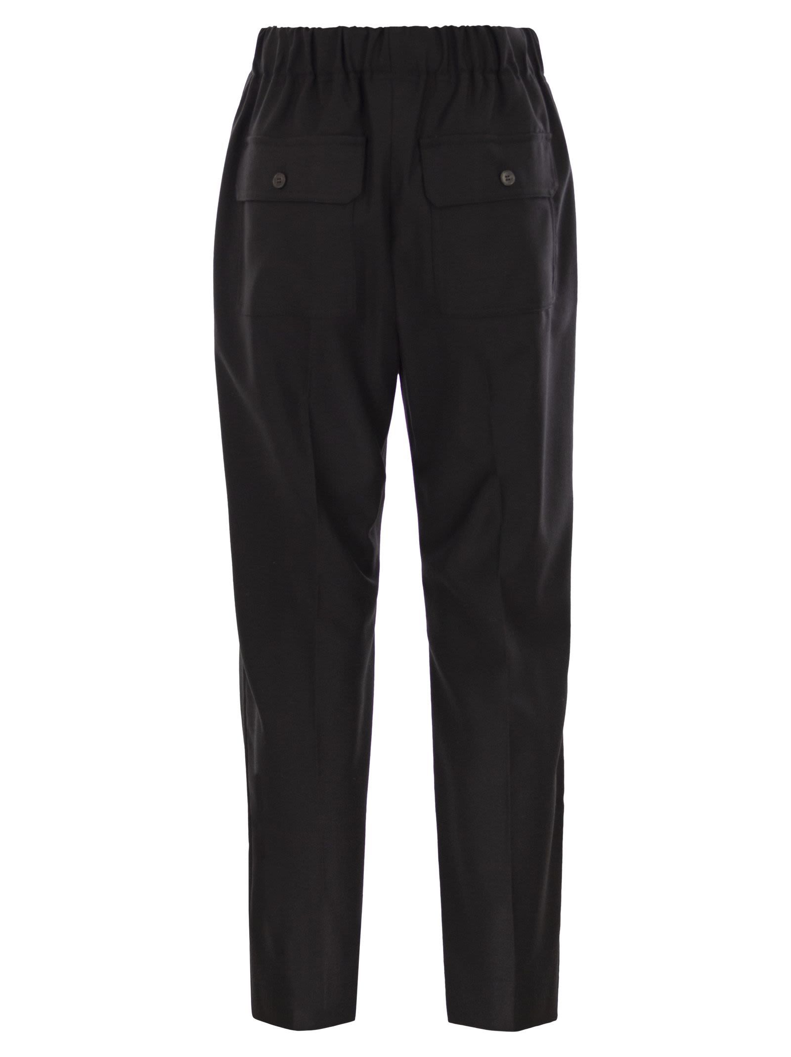 Weekend Max Mara Elastic Waist Casual Pants In Black