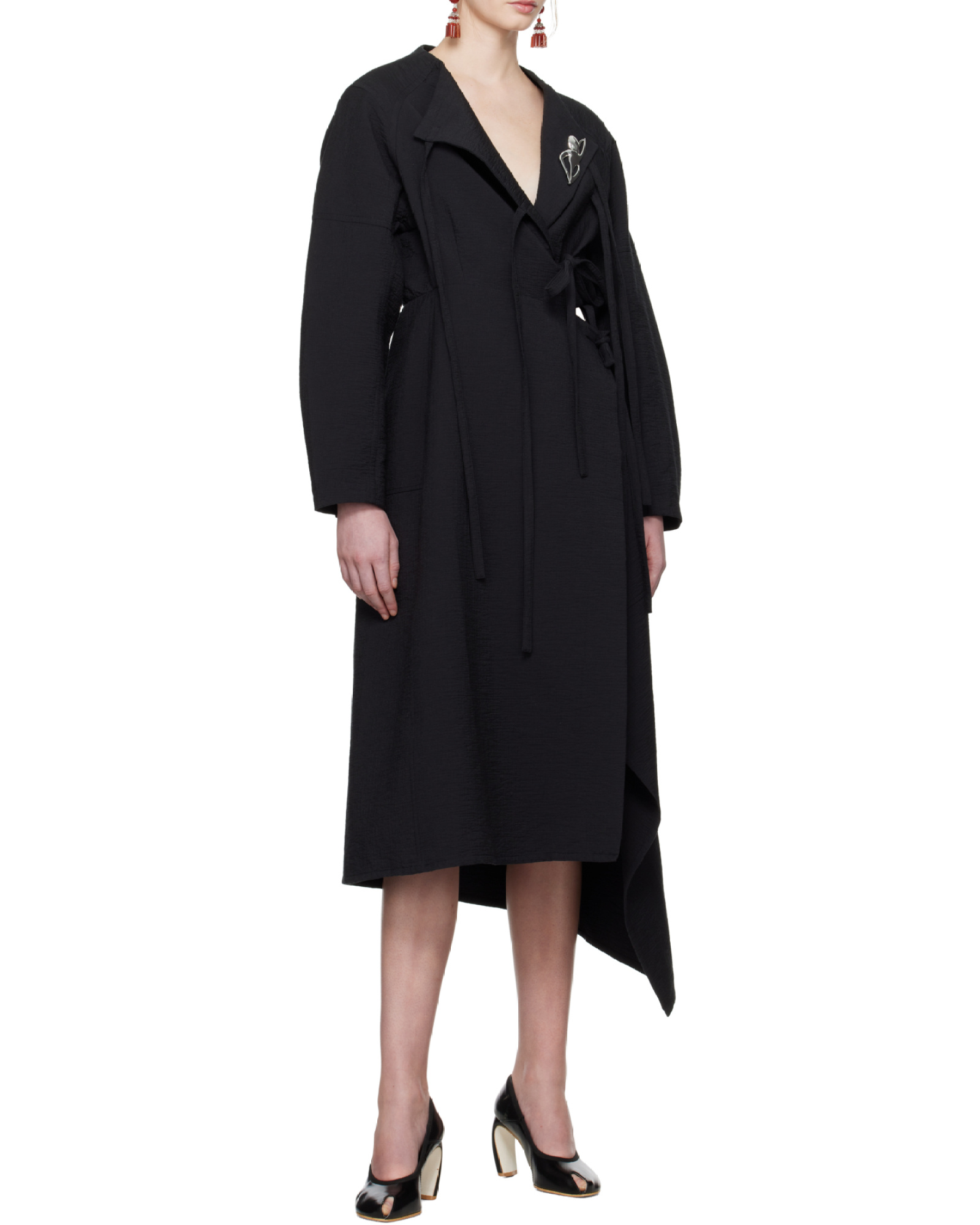 Tory Burch Black Cotton Wrap Midi Dress