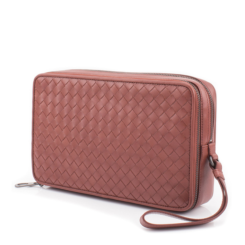 Bottega Veneta Knitted Clutch In Brown