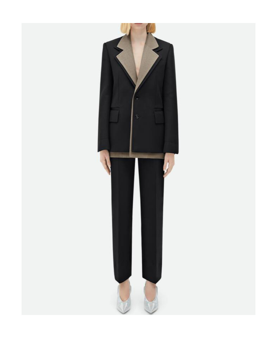 Bottega Veneta Curved Wool Casual Pants In Black