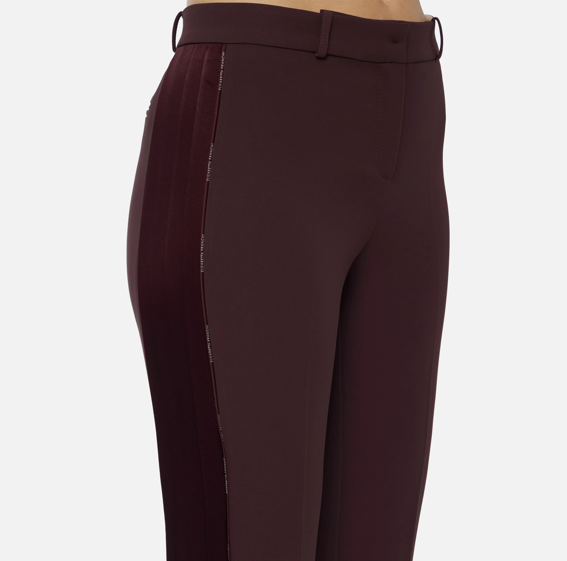 Elisabetta Franchi Side-stripe Split-hem Trousers In Purple