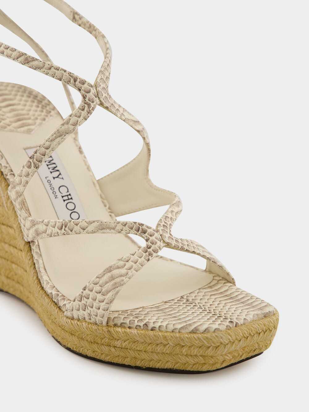 Jimmy Choo Square Toe Wedge Sandals In Neutral