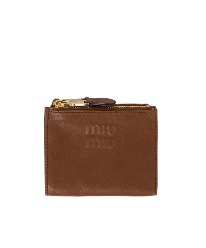 Miu Miu Small Logo Wallet In Brown