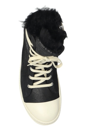 Rick Owens Shearling-lined Lace-up Sneakers In Black