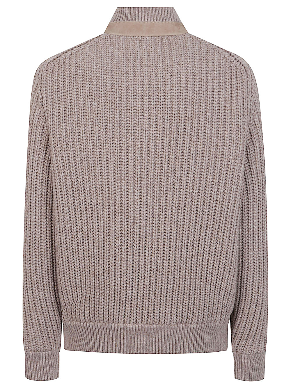 Brunello Cucinelli Bomber Jacket With Knitted Back And Textured Knit Sleeves In Pink