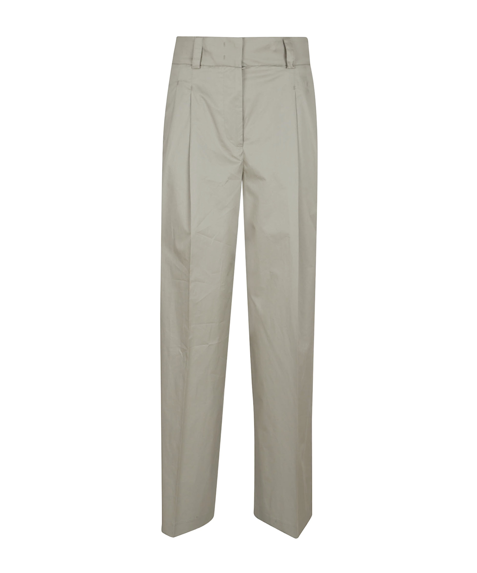 Peserico High-waisted Tailored Cotton Trousers In Gray