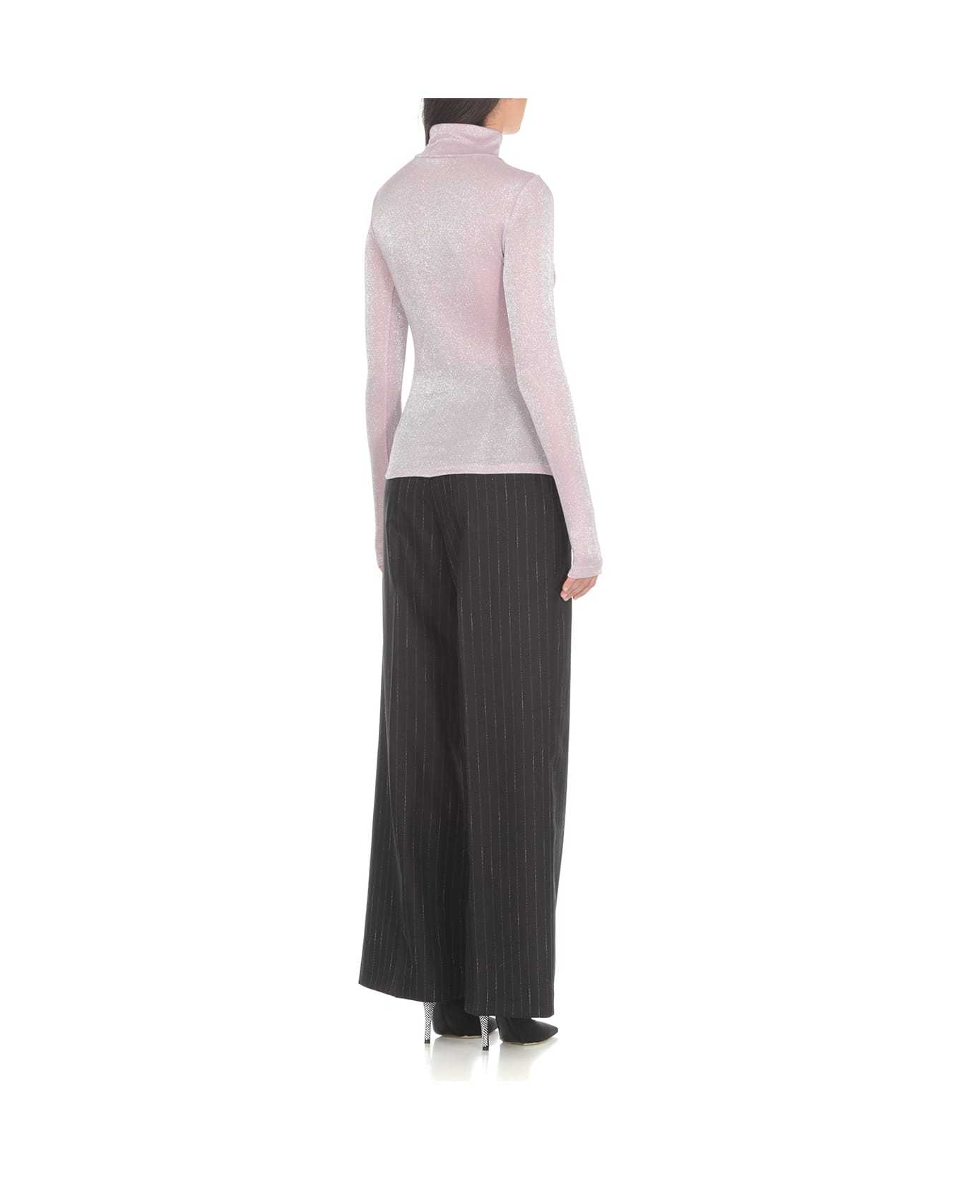 Msgm Glitter Turtleneck Top In Pink