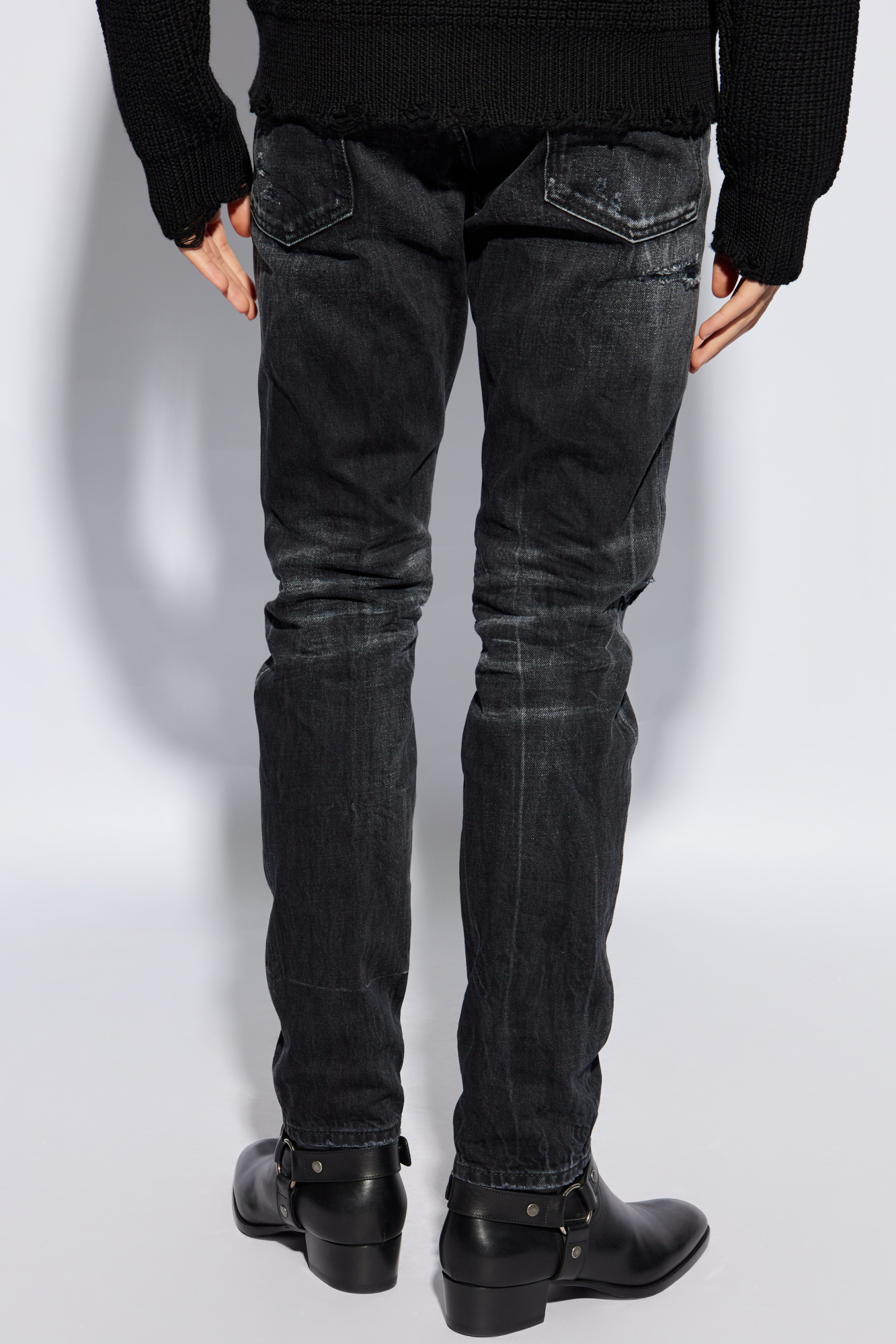 Shop Dsquared2 Distressed Skinny Jeans In Black