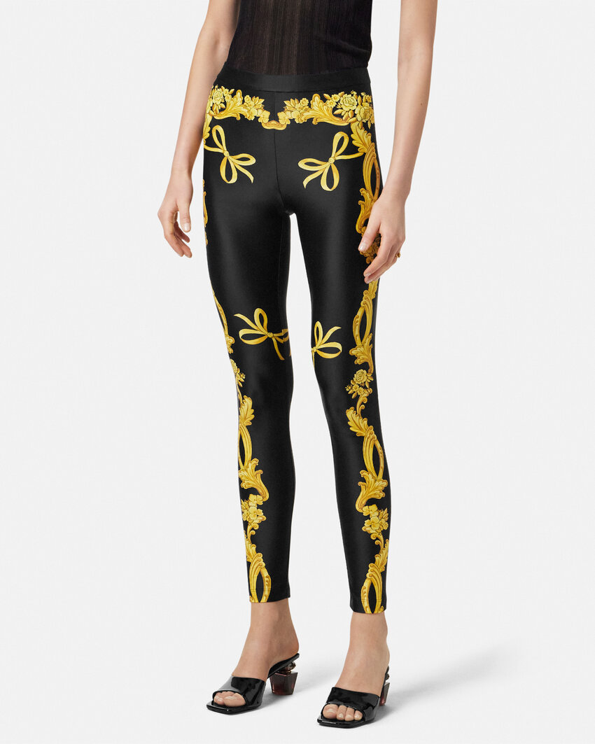 Versace Baroque Print Lycra Leggings In Black