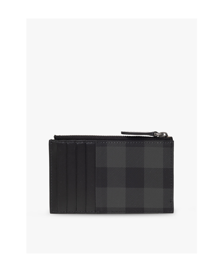 Burberry Logo-plaque Check-pattern Wallet In Black