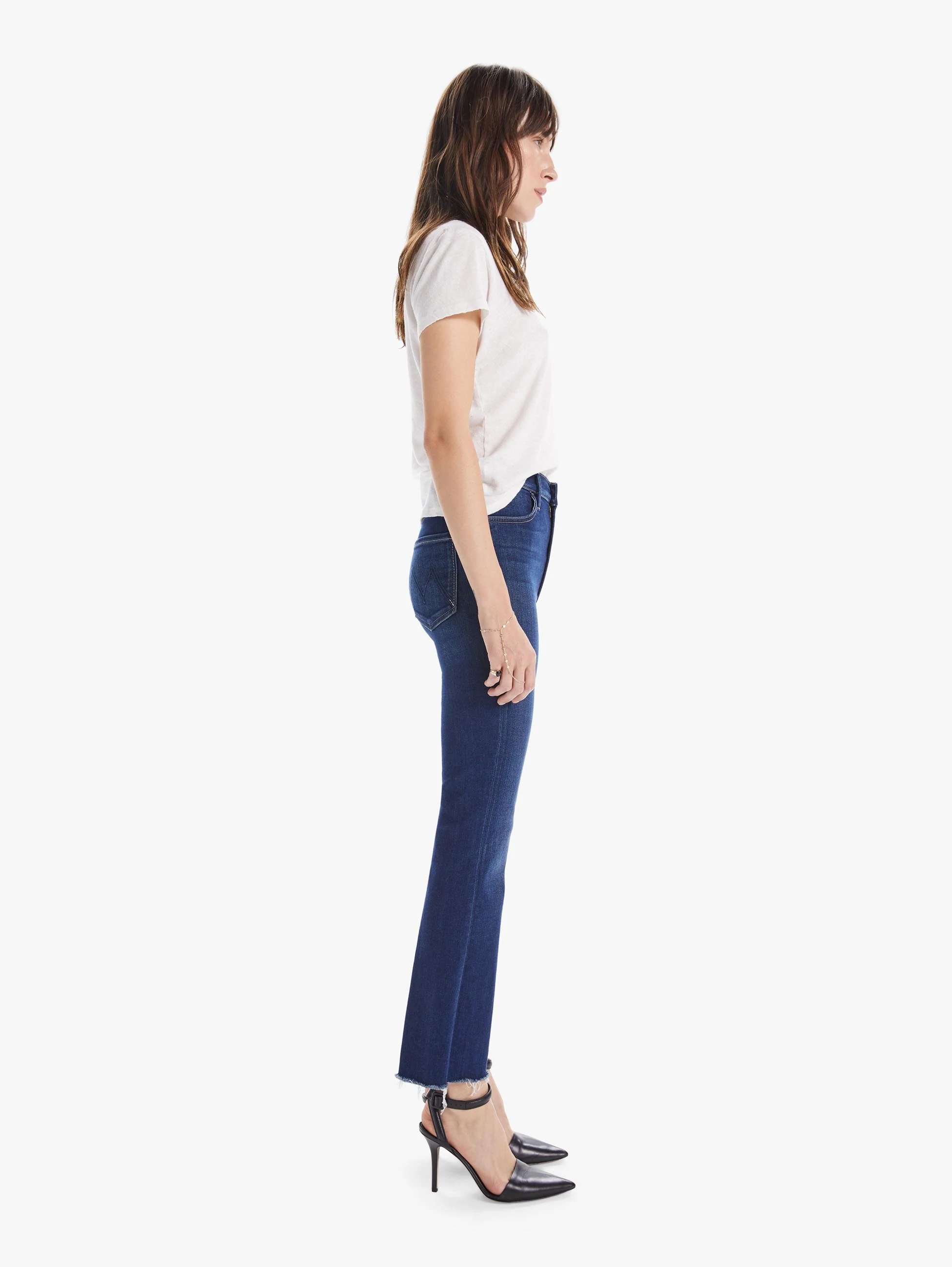 Mother Low Rise Kick Flared Jeans In Blue
