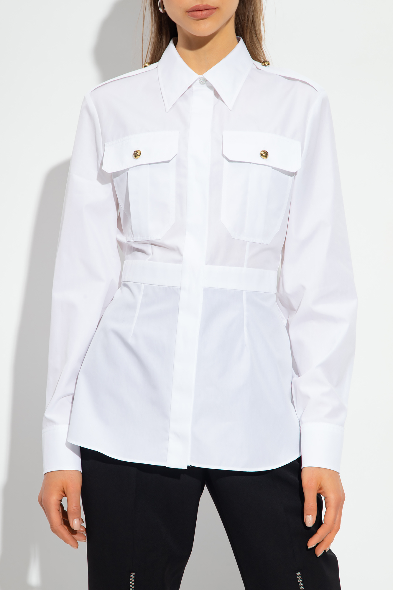 Alexander Mcqueen Box-pleat Cotton Shirt In White