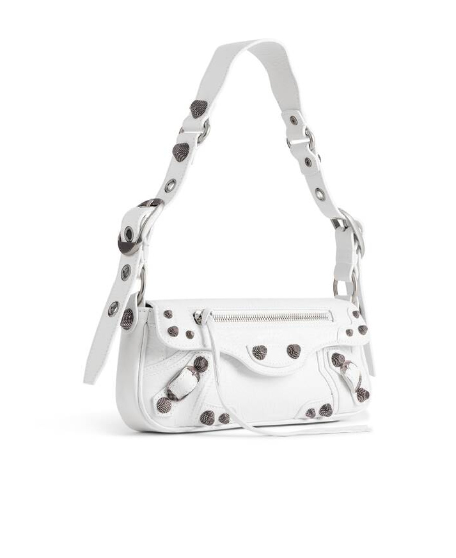 Balenciaga Extra Small Le Cagole Lambskin Leather Shoulder Bag In White