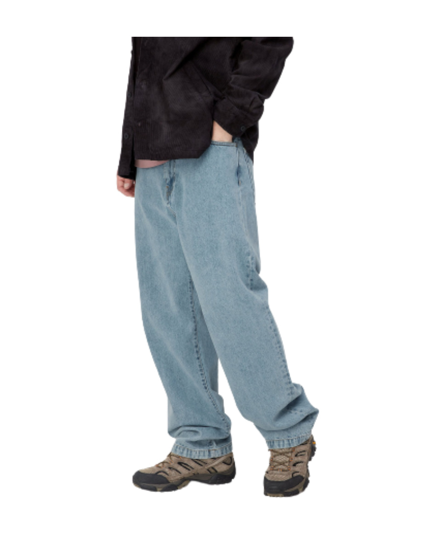 Carhartt Wide Leg Cotton Blend Denim Trousers In Blue