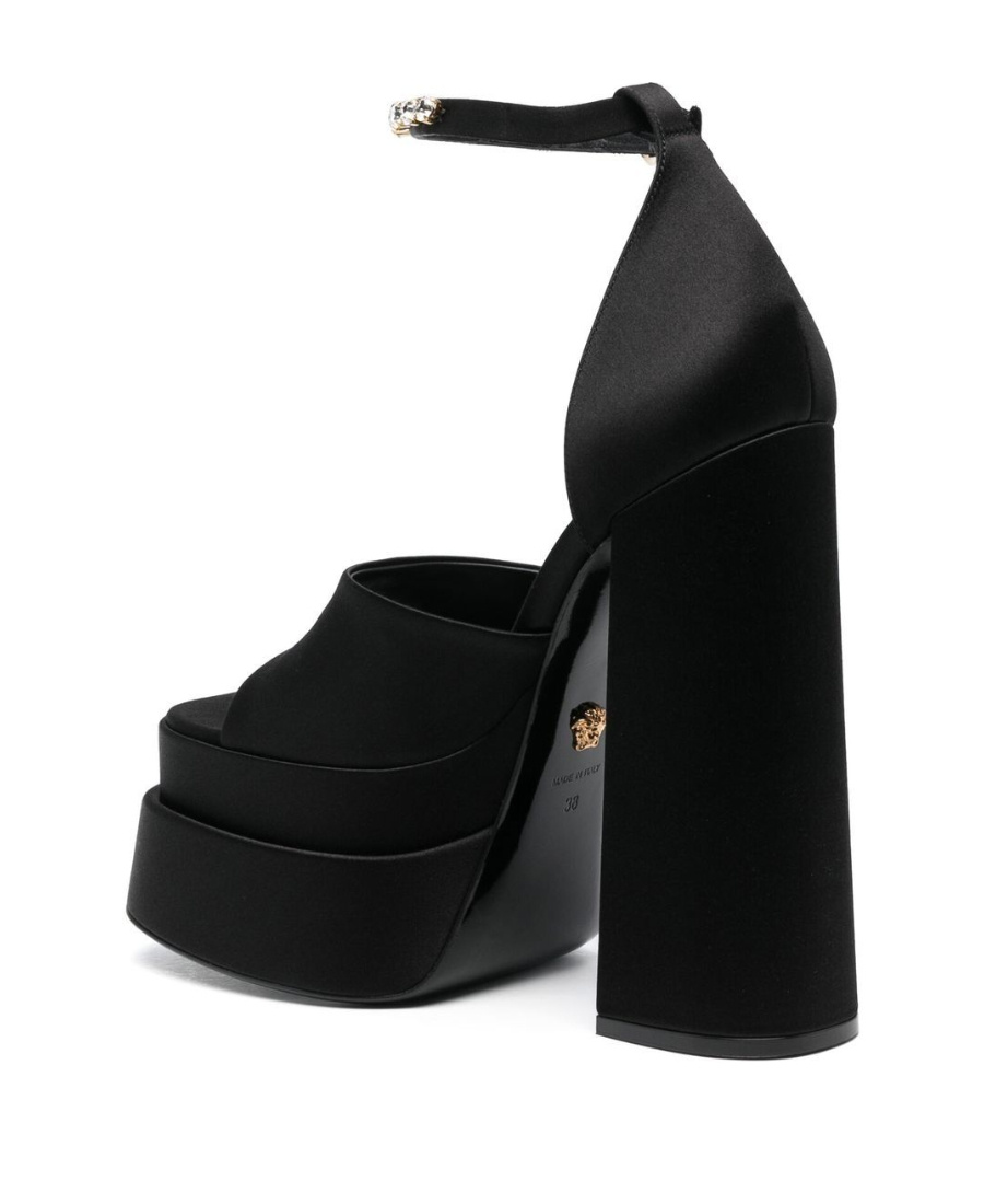 Versace Aevitas 140 Medusa Crystal-embellished Platform Sandals In Black