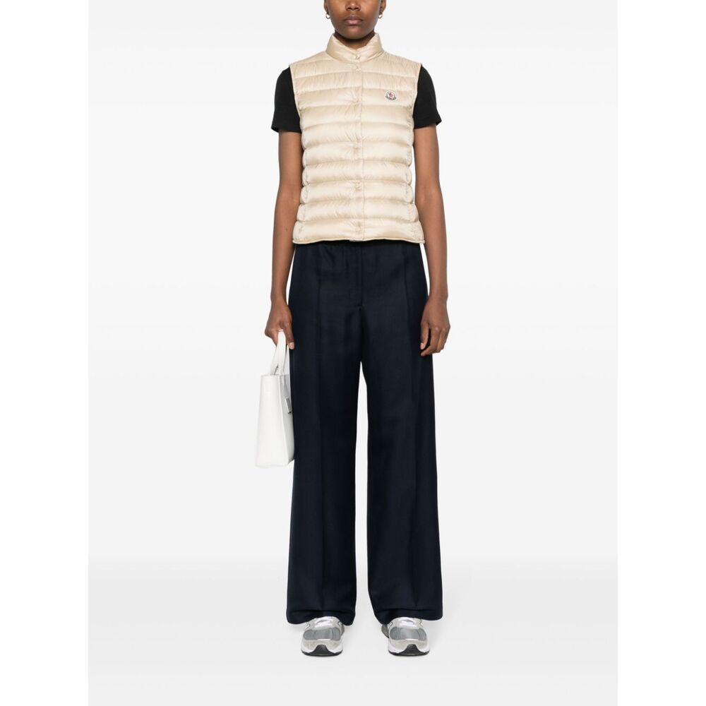 Shop Moncler Twill Palazzo Trousers In Blue