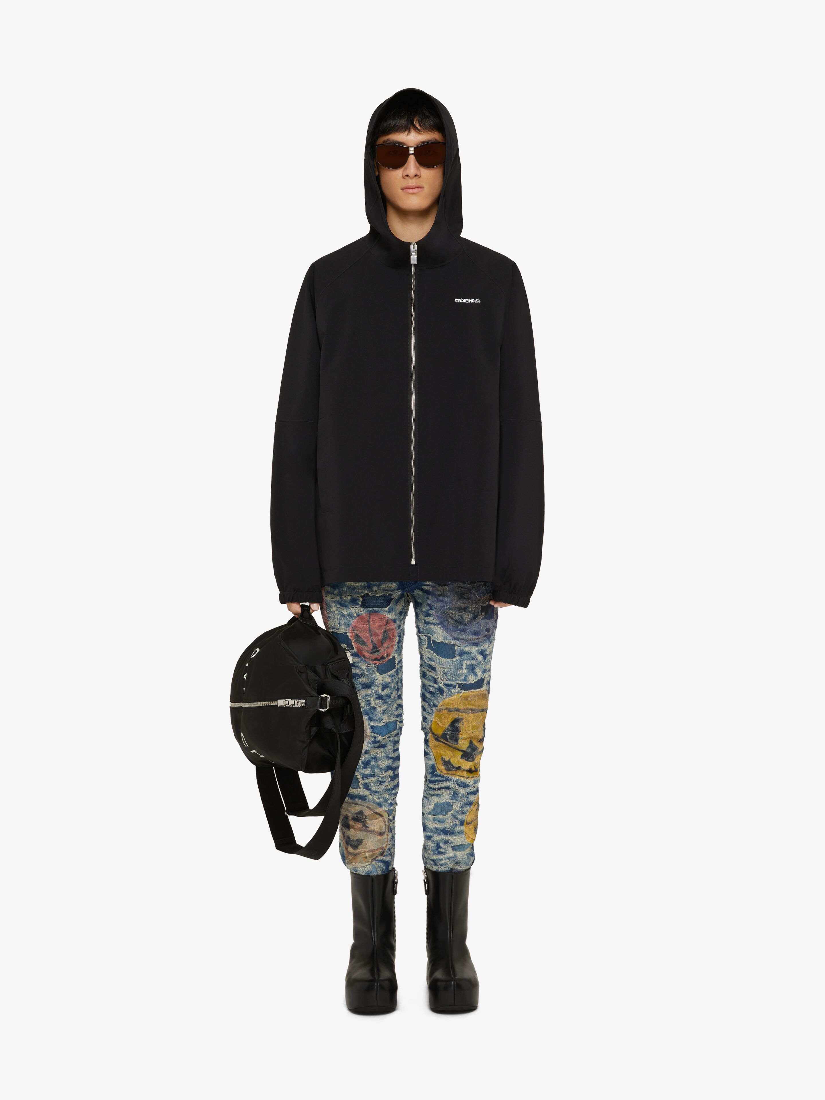 Givenchy Graphic-print Hooded Jacket In Black