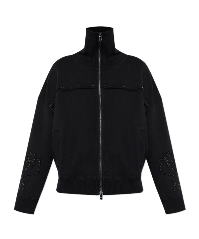 Zadig & Voltaire Milly Studded Patch Zip Sweatshirt In Black