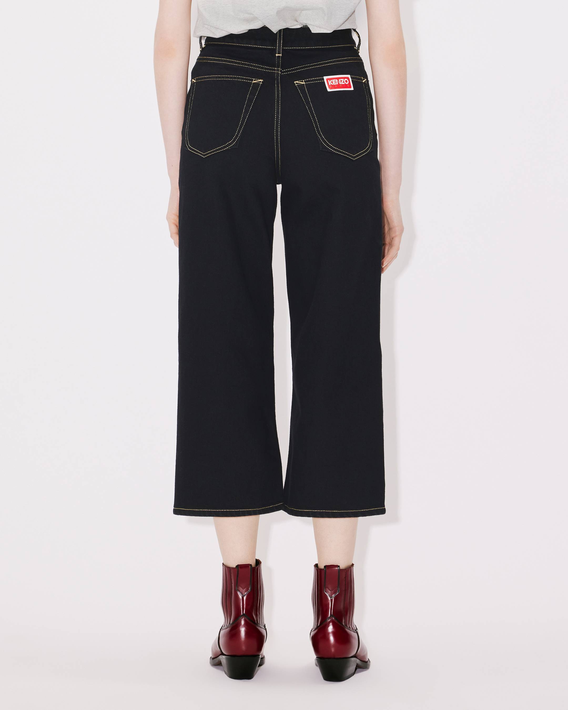 Kenzo Sumire High-rise Cropped Jeans In Black