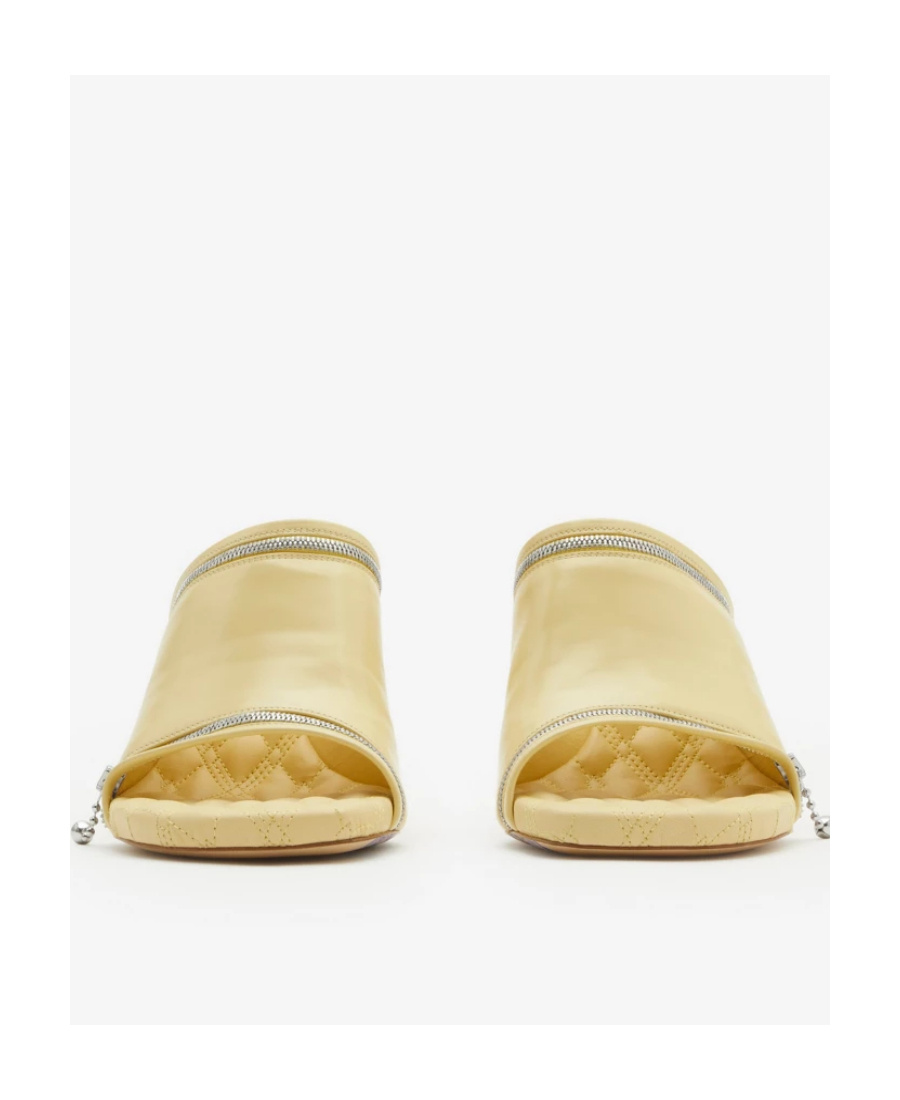 Burberry 85mm Decorative-zip Leather Sandals In Nude
