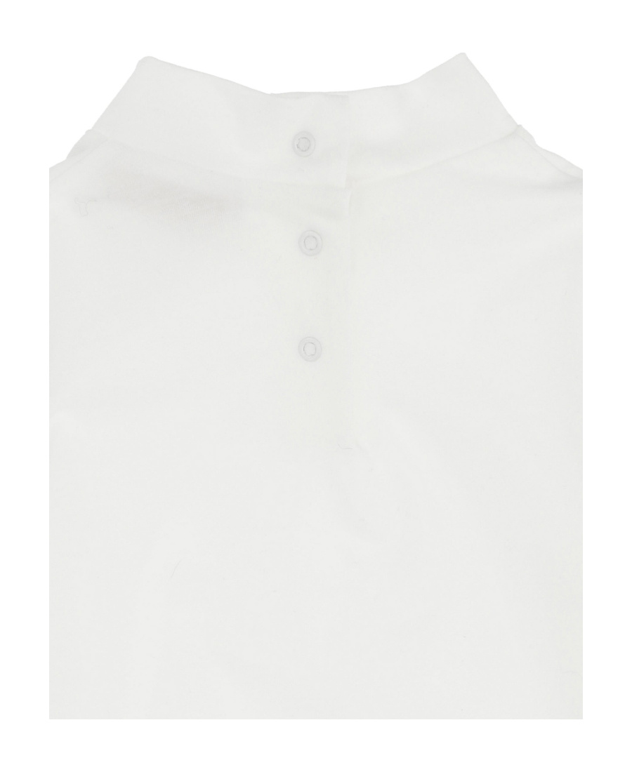 Monnalisa Logo Long-sleeved High-collar T-shirt In White