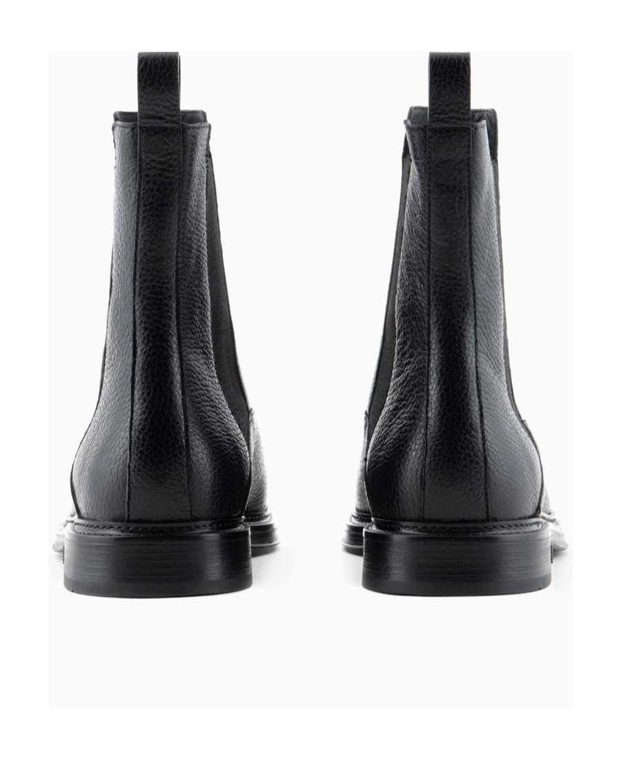Emporio Armani Elastic Side Panel Flat Sole Boots In Black