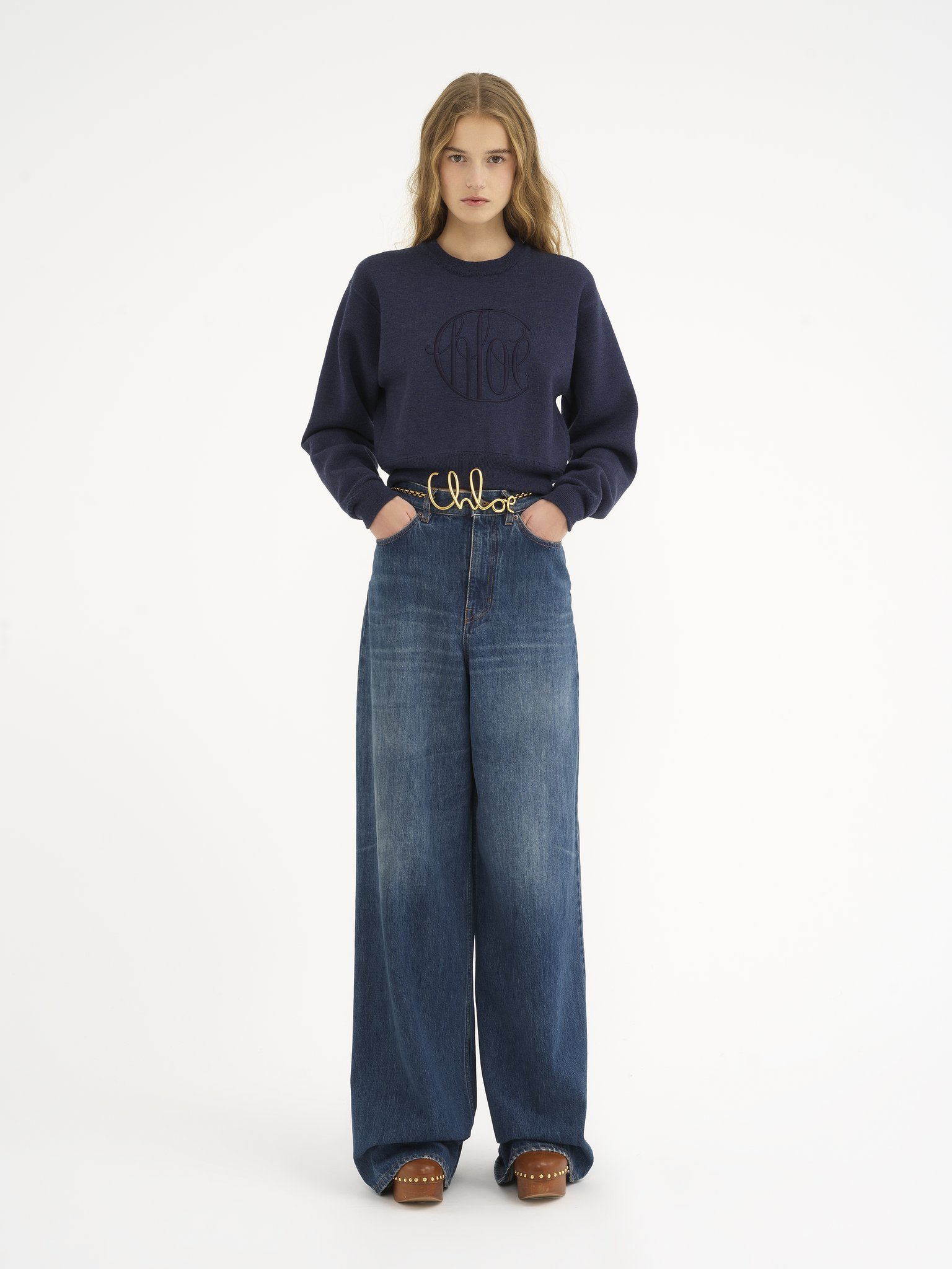Chloé Short Linen Knit Sweater In Black