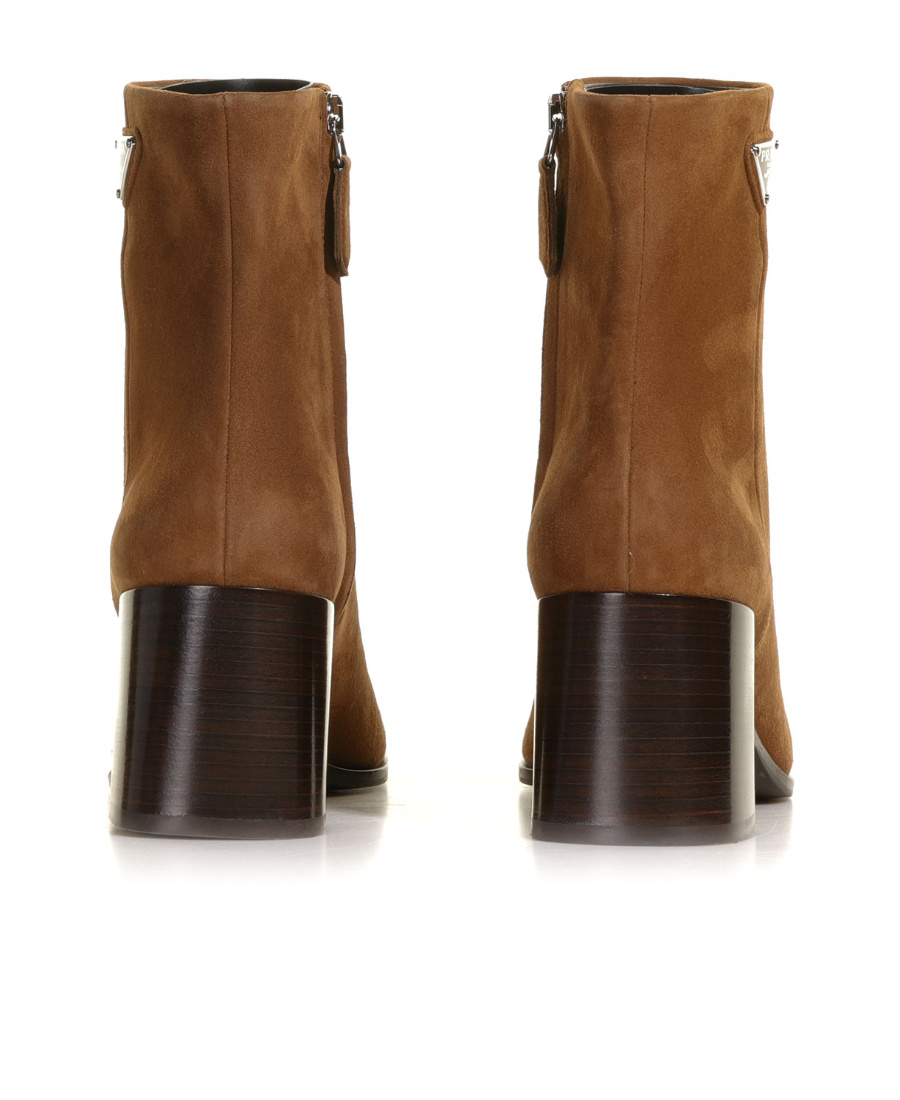Prada Triangle-logo Leather Boots In Brown
