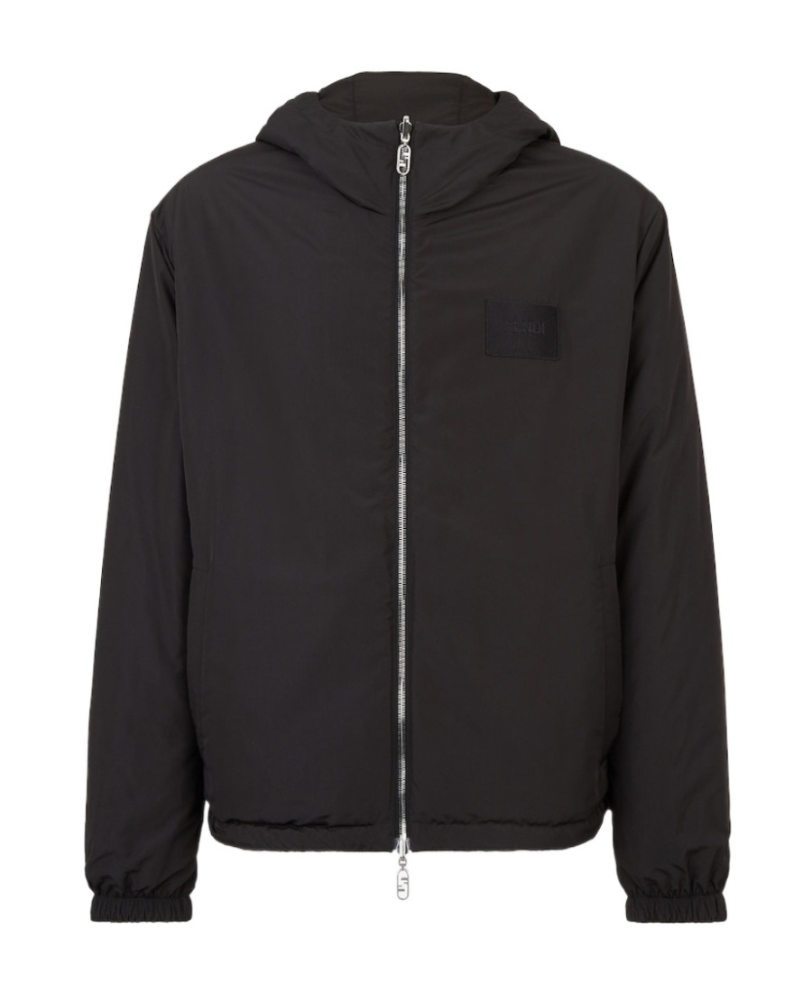 Fendi Ff-print Hooded Windbreaker In Black