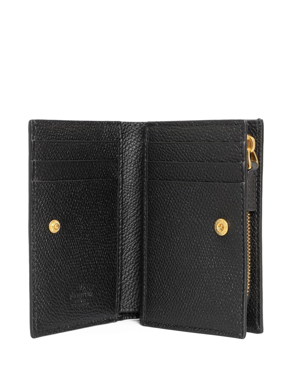 Valentino Zip-fastening Logo-plaque Wallet In Black