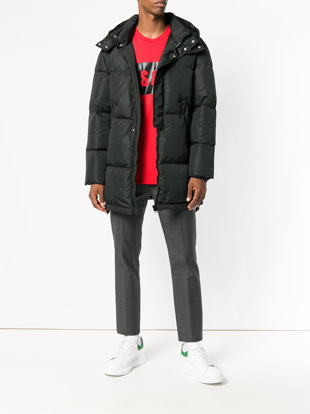 Msgm Logo Printed Down Jacket In Black