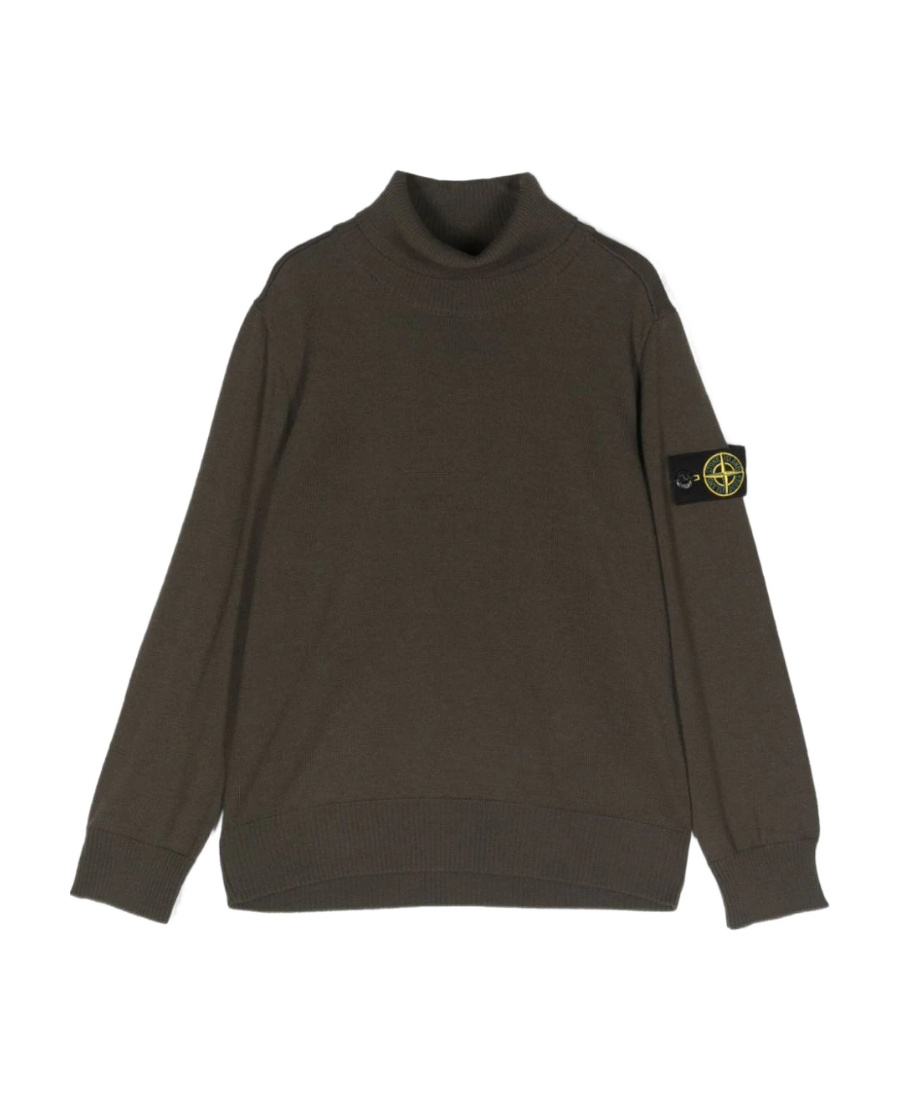 Stone Island Compass Turtleneck Sweater In Green