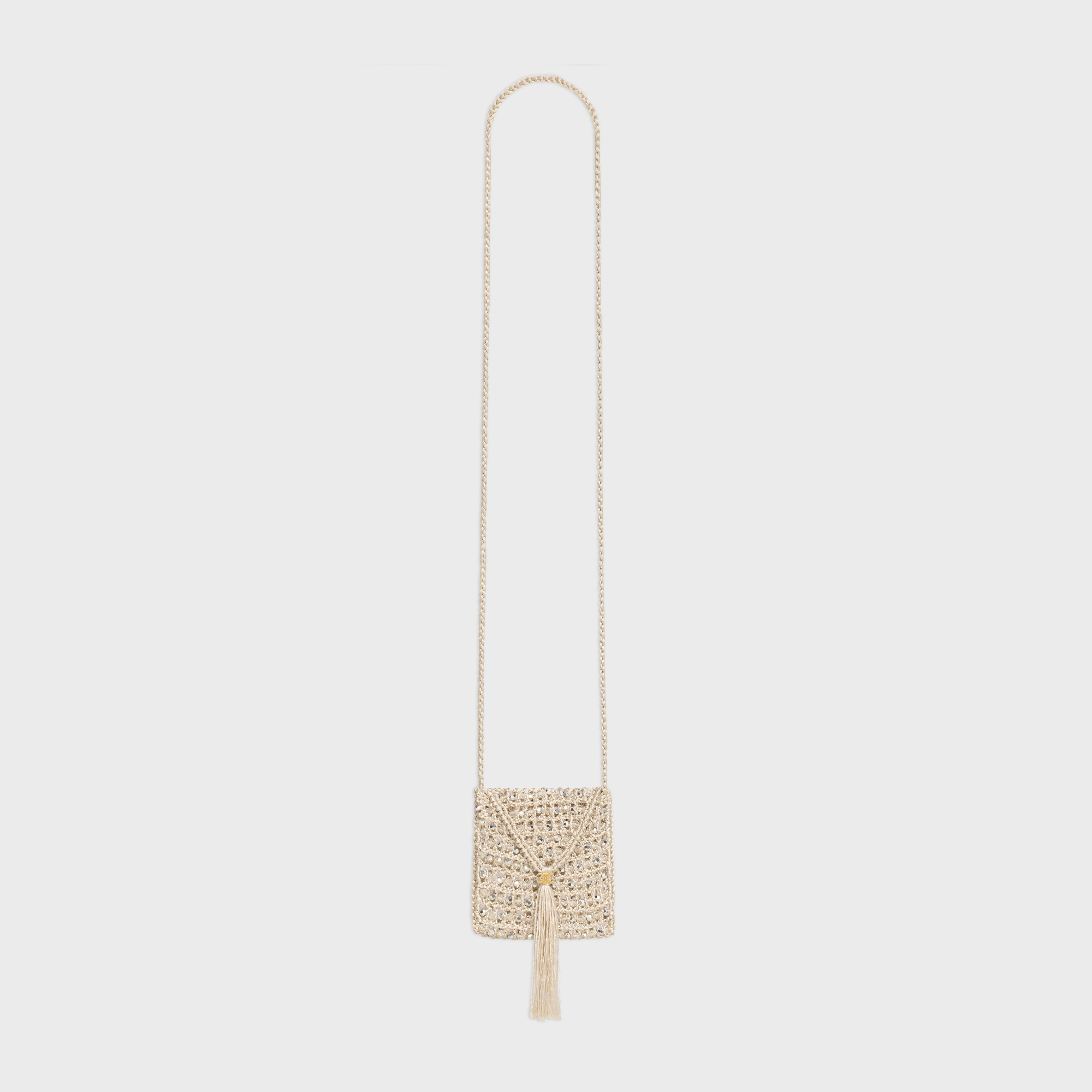 Celine Hand-crocheted Mini Shoulder Bag In Nude