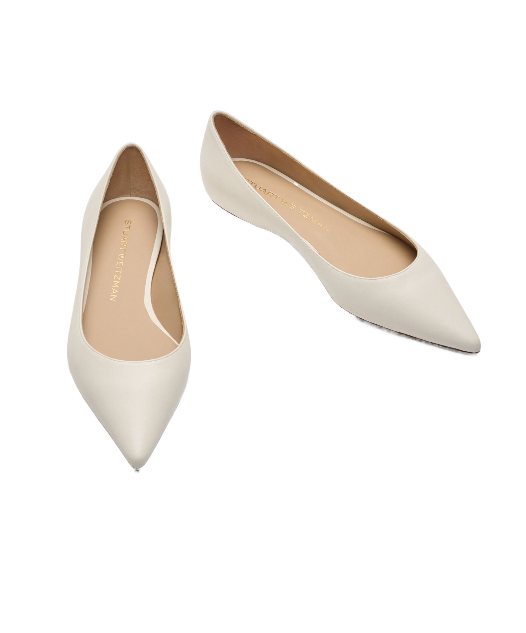Stuart Weitzman Pointed Flat Shoes In White