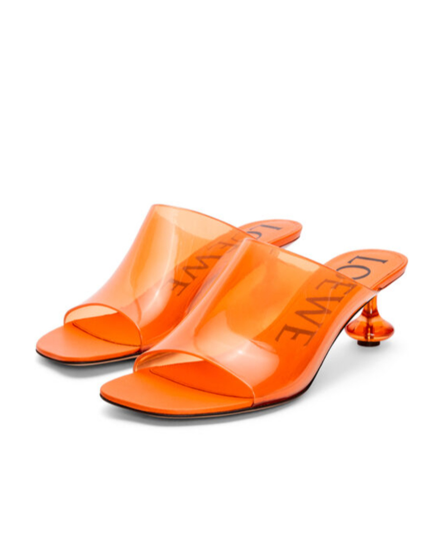 Loewe Logo High-heeled Sandals In Orange