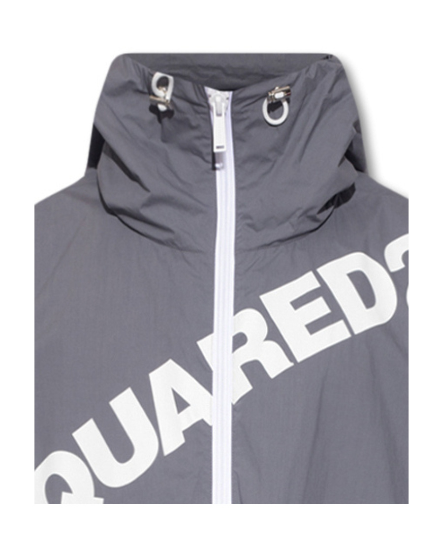 Dsquared2 Logo Hooded Windbreaker Men In Gray