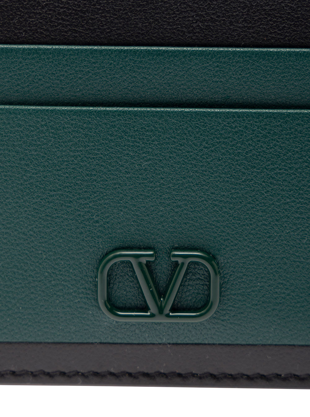 Valentino Logo Card Holder In Black/green