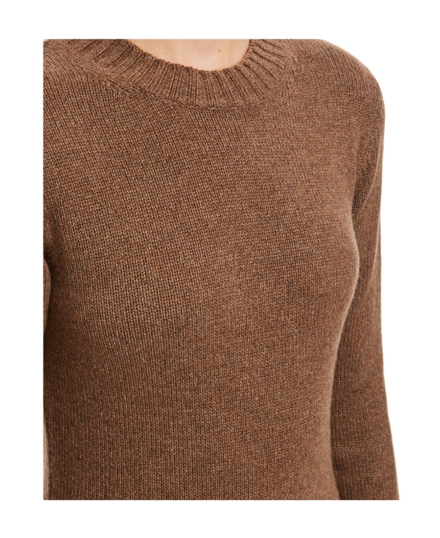 Max Mara Smirne Long Sleeved Crewneck Sweater In Brown