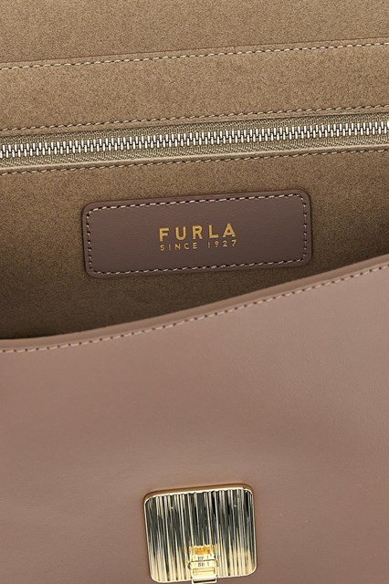 Furla Adjustable Chain Strap Shoulder Bag With Gold-tone Hardware In Gray