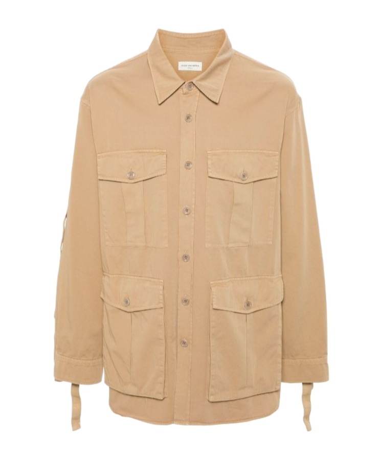 Dries Van Noten Long Sleeve Shirt Jacket In Nude