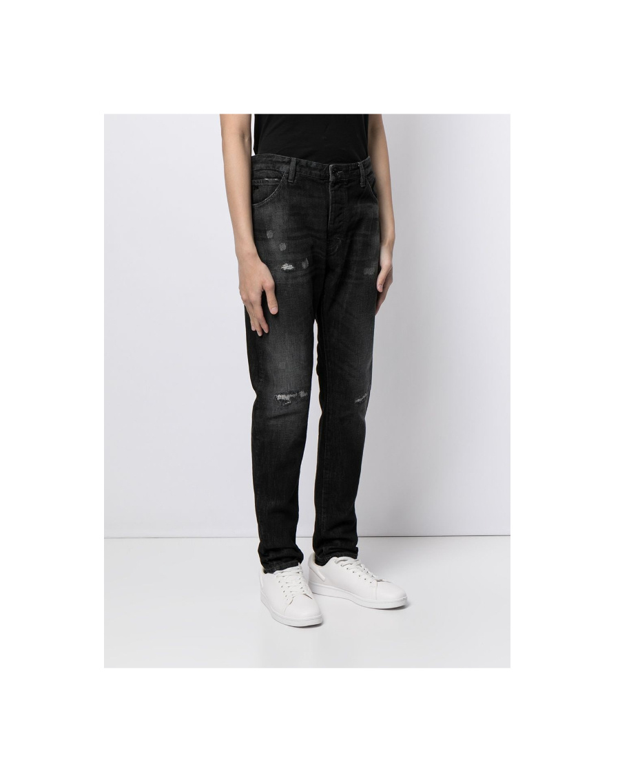 Emporio Armani Slim Jeans In Imitation Of Old Details In Black