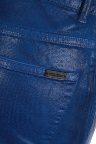 Saint Laurent Skinny Patent Style Trousers In Blue