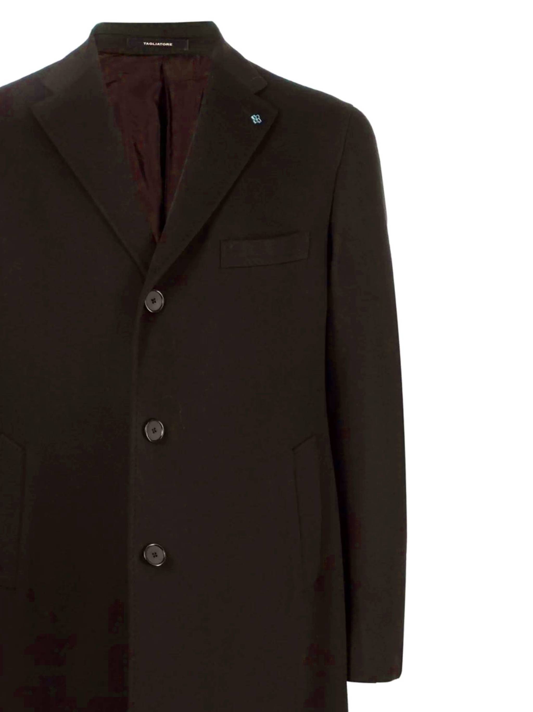 Tagliatore Long-sleeved Coat In Black