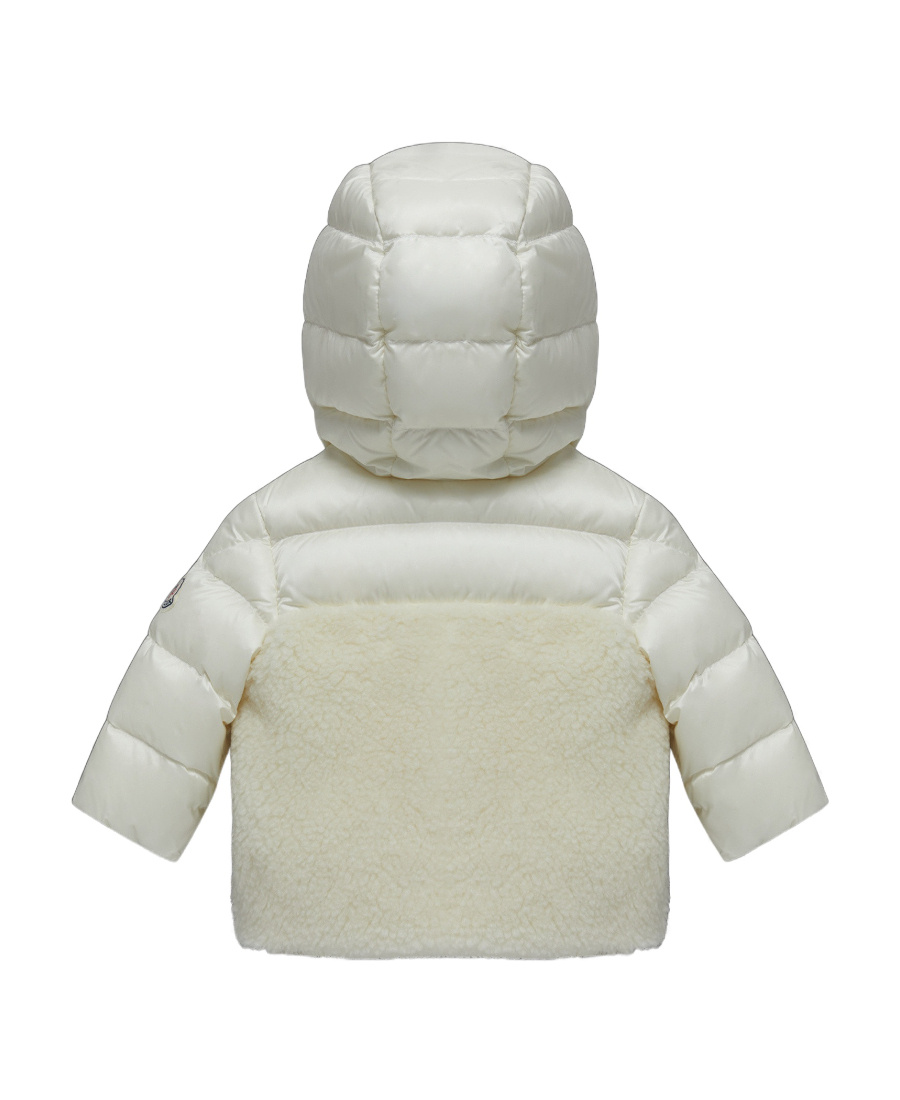 Moncler Fleece-panelling Padded Jacket In White