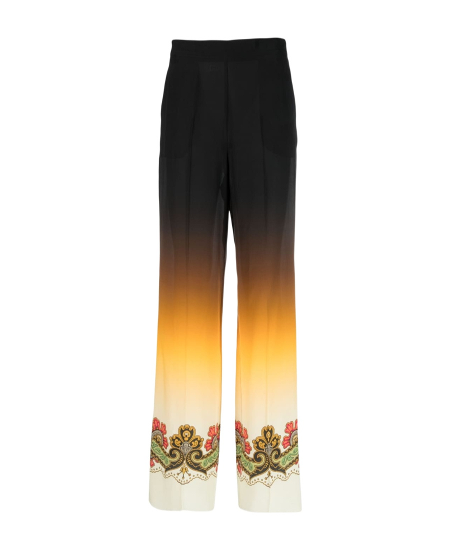 Etro Graphic-print Straight-leg Trousers In Black