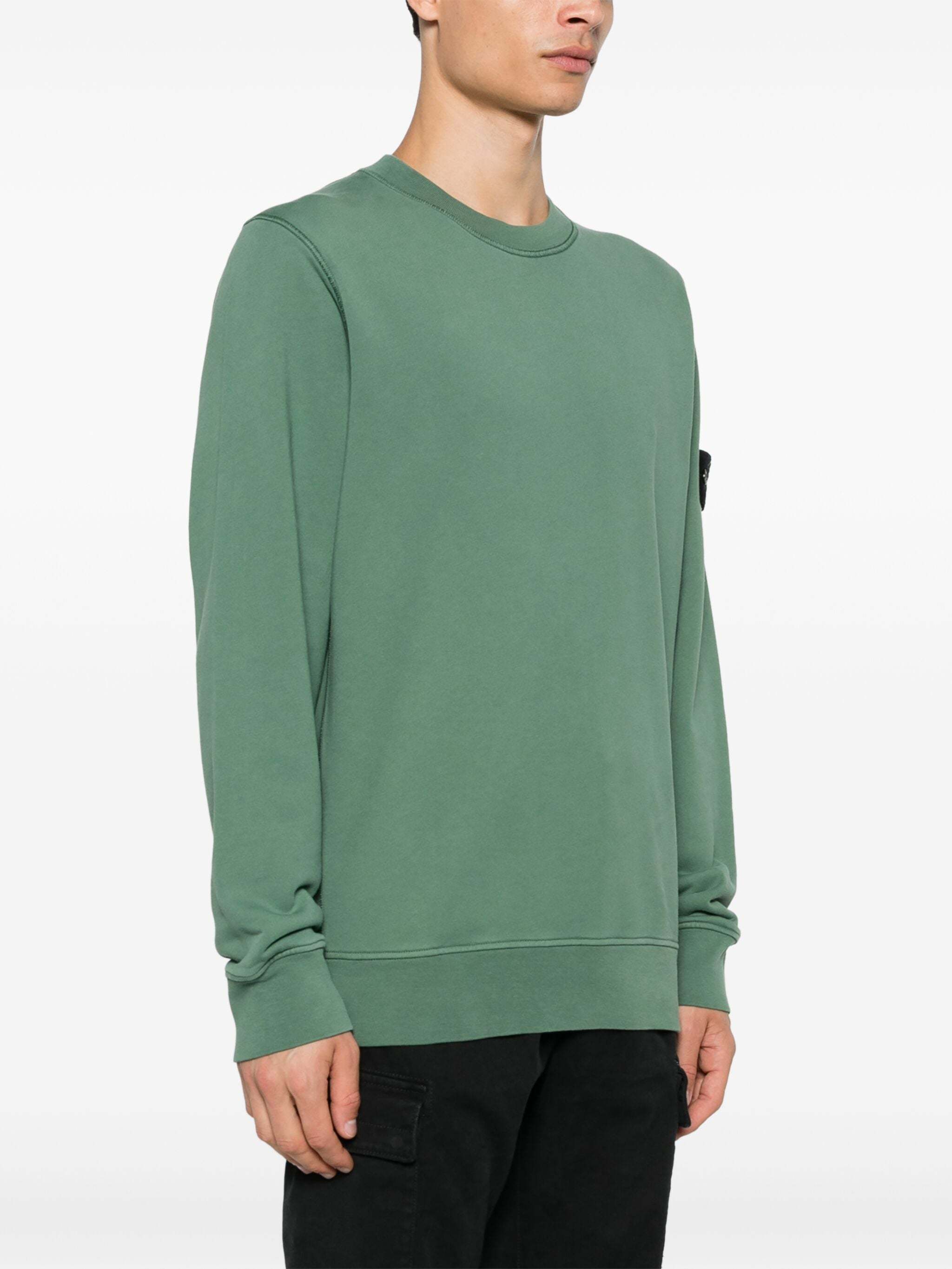 Stone Island Logo Patch Crewneck Sweatshirt In Green