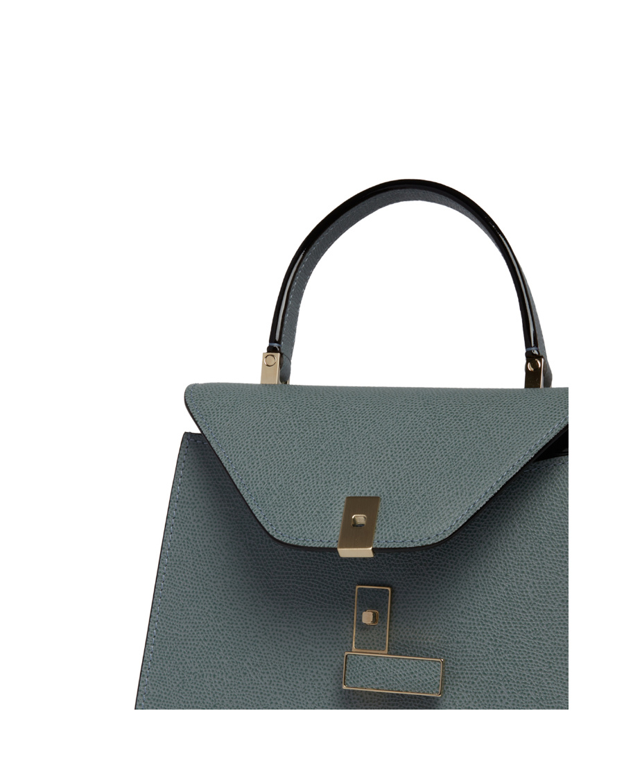 Valextra Iside Foldover Mini Top Handle Bag In Gray